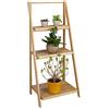 Relaxdays Fioriera a Scala, 3 Piani, bambù, Pieghevole, Scaffale per Vasi Fiori e Piante, HLP 99x45x32cm Legno, Naturale