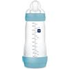 MAM Biberon Anticocoliche a partire da 4 mesi, 320 ml, con tettarella a 3 flusso rapido in silicone, facile da accettare, autosterilizzabile, facile da pulire, Easy Start Anti-Colic, blu opaco,