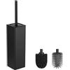 BVL Nero Scopino per WC, Scovolino WC in Silicone Morbido che Include 2 Teste di Spazzola per il Bagno, Scopino in Metallo