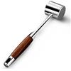 AYADA Batticarne Acciaio Inox Professionale, Batticarne Martello Doppia Faccia Inteneritore Carne Meat Tenderizer Mallet Hammer con Maniglia in Legno Antiscivolo, Accessori Cucina Sicurezza in Lavastoviglie