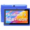 Haehne Tablet 7 Pollici Android 9 Tablet PC, Quad-Core, RAM 1 GB, Memoria 16 GB, 1024 * 600 HD IPS, Batteria 2500mAh, Doppia Fotocamera/WiFi/Bluetooth, Blu