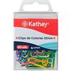 Kathay 86400599 - Confezione da 80 graffette colori assortiti, 32 mm, in nichel, plastificate