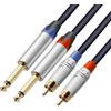 Tisino Cavo RCA a Jack, Cavo 2 RCA a 2 Jack 6,3 mm per Ricevitore AV, Amplificatore, Sistema Audio Stereo HiFi - 2 m