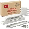 LouMaxx Chiusura Magnetica extra forte - Forza di Tenuta 13kg - Set di 4 Pezzi in Bianco - Magnete per Porte - Calamita Magnetica - Chiusura Magnetica per Armadi -