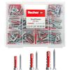 Fischer KIT DUOPOWER, Valigetta 80 Tasselli universali Duopower con Vite Assortiti, per Fissaggio su Muro Pieno, Mattone Forato, Cartongesso e Calcestruzzo cellulare, 544546