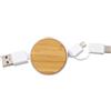 Cavo retrattile in bambù con adattatore USB personalizzate o neutre