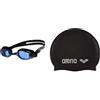 ARENA ZooX-Fit, Occhialini Unisex Adulto, Multicolore (Black/Blue/Black), Taglia Unica & Classic Silicone, Cuffia Unisex Adulto, Nero (Black-Silver), Taglia Unica