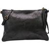 SH Leder Clara G396 - Borsa a tracolla in vera pelle, stile vintage, misura media, 33 x 22 cm, Nero , m