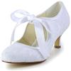 JIAJIA JIA JIA Nuziale 140311 Raso di Pizzo Tacco Basso Punta Chiusa Scarpe da Ballo Pompe delle Donne del Partito Colore Bianco, Taglia 35 EU