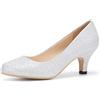Phorecys Scarpe da corte da donna sandali da sposa festa di nozze tacco basso scarpe con pompa, Argento glitterato., 41.5 EU