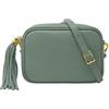 Parubi, Borsa Donna, In Vera Pelle Grana Dollaro, Made in Italy, Modello Anastasia, Borsetta Piccola con Frange Pochette a Tracolla Clutch Ragazza Elegante, Grigio Azzurro
