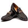 JITAI Scarpe da Uomo in Pelle con Motivo Stampato Scarpe da Uomo con Mocassino Slip-on Pantofola per Fumatori Fannullone Casual, Marrone 04, 41 EU (8 UK)