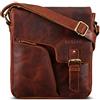 ROYALZ 'Denver' Borsa uomo pelle piccola vintage Tracolla Borsello Vero Cuoio Messenger per Tablet da 10,1 Pollici Viaggio, Colore:Roma Cognac Marrone