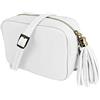JOPHY & CO. Borsa a Tracolla Spalla in Vera Pelle con Frange e Chiusura Cerniera per Donne cod.5210 (Bianco, Small)