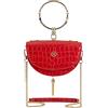 VICTORIA HYDE Borsa a tracolla da donna in vera pelle, colore verde, beige, rosso, mezza moon (Rosso)