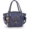 Catwalk Collection Handbags - Vera Pelle - Borsa a Spalla/Borse a Mano - Con Ciondolo a Forma di Gatto - Karlie - BLU