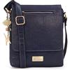Catwalk Collection Handbags - Vera Pelle - Borse a Tracolla/Borsa a Mano/Messenger/Borsetta Donna - Con Ciondolo a Forma di Gatto - Anja - BLU