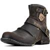 OSSTONE Chukka Stivali Cowboy Biker Boots Maschio Mens motociclo Botas cerniera su in Pelle Vitello Western retrò stile Uomo Stivali Piatto Caviglia Stivaletti Boots 5008-1-A-IT rosso marrone 10.5