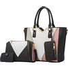 AioTio Borsa Donna Set Borse a Mano Borse a Tracolla Grande Borse a Spalla Borse Tote in Pelle PU Borse Donna Elegante 4 Pezzi Set (4pcs Set, Nero A)