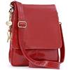 Catwalk Collection Handbags - Vera Pelle - Borse a Tracolla A4 / Messenger per Donna - Con Ciondolo a Forma di Gatto - City - ROSSO