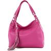 modamoda de - T201 - ital. Borsa a tracolla da donna in vera pelle, Colore: rosa., m