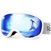 Supertrip Occhiali da sci uomo donna occhiali da snowboard per sciatori protezione antifog UV400 sci sport invernali (White/Blue)