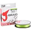 Daiwa J-Braid 8 Braid 0.22mm, 17.0kg / 27.5lbs, 300m Chartreuse, Lenza di Pesca Intrecciata Rotonda