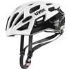 uvex race 7, casco sicuro ad alte prestazioni unisex, regolazione individuale delle dimensioni, protezione antiurto extra, white black, 51-55 cm