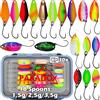 Paradox Fishing - Set di 18 spoon con scatola e snaps spoon trout area 1,5 g/2,5 g/3,5 g, spoons per trote (Spoon Box + 8 spoon 2,5g + 5 spoon 1,5g + 5 spoon 3,5g) trout area