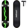 LAYENNE Completo Skateboard Professionale,tavola in acero a 8 strati,31'' x 8'' skateboard double kick deck concavo,Adatto per adulti, principianti, ragazzi, ragazze, adolescenti, bambini-green