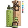 hydro2go Borraccia Vetro con Copertura in Silicone 950 ml - Lavabile in lavastoviglie | 2 coperchi intercambiabili | 100% a Tenuta stagna