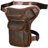 Le'aokuu Borsa Le'aokuu da uomo in vera pelle Messenger Moto tattica Hip Bum Marsupio marsupio con gamba a goccia (3106 A Marrone)
