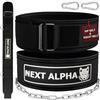 Next Alpha Combinazione Cintura Powerlifting & Cintura per dips - Cintura per Sollevamento Pesi Personalizzata - per Uomo e Donna - Fibbia Autobloccante e Sgancio Rapido - con Catena