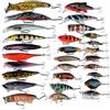 Roseflower Kit di Esche da Pesca 28 Pcs, Set di Esche Dure in Plastica ABS con Occhi Bionici 3D e Sfera Interna, Minnow di Varie Dimensioni e Vibrazioni - Set di Attrezzi da Pesca