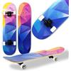 WeLLIFE Skateboard Completo per Principianti, Skateboard Bambini, Giovani e Adulti, Skate Serie RGX in Legno 80x20 cm in 9 Strati d'Acero Concavo Double Kick, Cuscinetti Abec-7, Disegno su Grip Tape