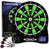Turnart Bersaglio elettronico per freccette, bersaglio elettronico con quadrante illuminato a LED, 6 freccette, soft,elettronica (green)