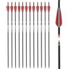 ELONG OUTDOOR 12Pcs 28 30 31 Tiro con L'Arco Frecce in Carbonio Freccia da Caccia con cocca a Testa Larga sostituibile Girevole per Arco ricurvo Arco Composto