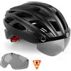 KINGLEAD Casco da Bici da Uomo, KINGLEAD Casco da Bici con Luce Casco da Adulto con Visiera Magnetica Casco da Bici MTB, Casco da Bici da Strada Leggero Regolabile (KL-19)