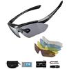 ROCKBROS Occhiali da Sole Ciclismo, Occhiali Sportivi per Bici MTB, 5 in 1 Lenti, Occhiali Bici PolarizzatI, Protezione UV400, Uomo Donna, per Corsa Pesca Guida