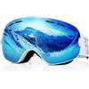 EXP VISION - Occhiali da sci e da snowboard per uomo e donna, 100% protezione per UV400, anti appannamento sulle lenti, con vetro sferico rimovibile (rosa)