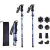 XDSP Bastoncino da Trekking Telescopico Pieghevole in Carbonio e Alluminio 7075 per Nordic Walking (Navy Blue, 2 Pezzi)