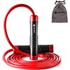 AUTUWT Corda per Saltare Ponderata 1Lb,Manico in Alluminio e Corda da 9 mm di Spessore, Vite di Ricambio, Cuscinetti a Sfera per Fitness, Crossfit, Boxe, MMA