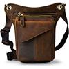 Xieben Vintage in Pelle per Uomo e Donna Marsupio Multifunzione Militare tattico Motocicletta Ciclismo Escursionismo Sport Campeggio Equitazione Marrone Scuro