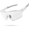 ROCKBROS Occhiali da Sole Fotocromatici, Occhiali da Ciclismo Bici Protezione UV400 Antivento Bicicletta Uomo Donna con Montatura per Miopia Sportivi MTB Corsa Pesca, Transparent
