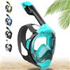 Khroom Maschera da Snorkeling sicura CO2 Maschera a Pieno facciale | Maschera Subacquea per Adulti e Bambini | Maschere da immersione | Seaview Y (XS Turchese)