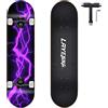 LAYENNE tavola Skateboard completo professionale da 31 * 8 pollici, 7 strati acero,Staffa ABEC-11,adatto per adulto, principianti, ragazzi, ragazze, adolescenti e bambino-purple