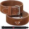 Mytra Fusion power weight lifting belt L4 weight training leather belt power belts for squats workout (Brown, Large)