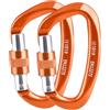 Azarxis Moschettoni Arrampicata 25 KN Moschettone in Alluminio Moschettone Alpinismo Discensore Arrampicata moschettone con ghiera (Grigio - 2 Pezzi)