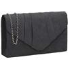 SwankySwans Womens Iggy scamosciata velluto Envelope party Prom pochette frizione, nero (Black (Charcoal)), Taglia unica