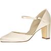 Rainbow Club Scarpe da Sposa Yasmin - Décolleté, Raso Avorio - Cinturino, Tacco a Blocco - Misura 36.5 EU (3.5 UK)